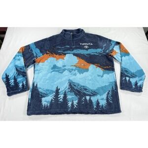 Official Toyota Scenic Print Fleece 1/4 Zip Jacket Blue Sky Mountain Men's 3XL
